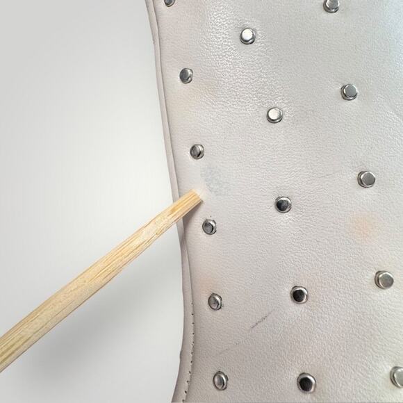 New Nine West Farrah Pointy Toe Stiletto Zip-Up Booties White w/ Studs, Wm's 9.5 - Picture 8 of 11